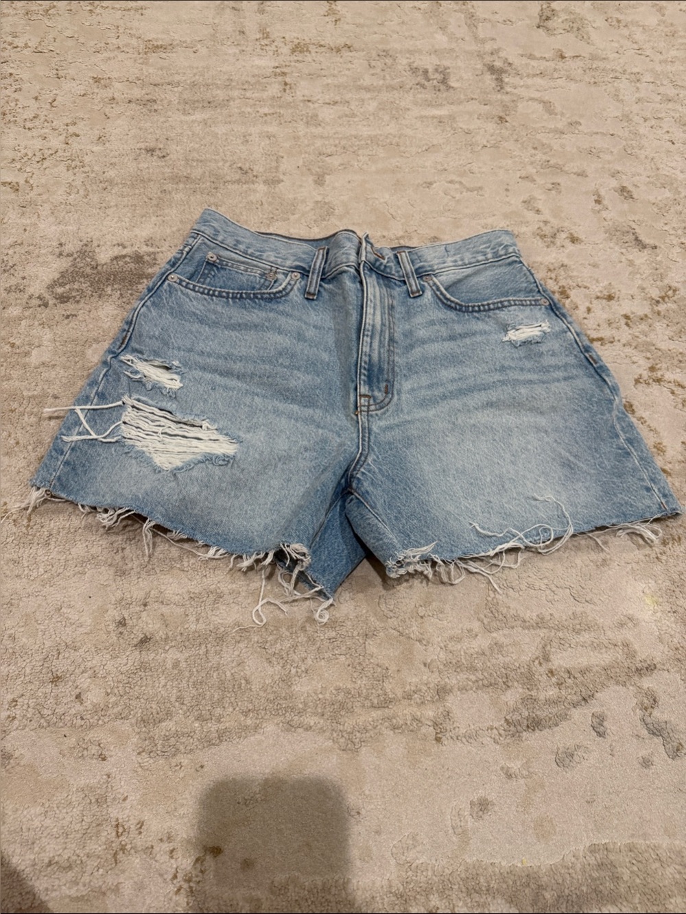 Madewell Light Wash Distressed Denim Cutoff Shorts